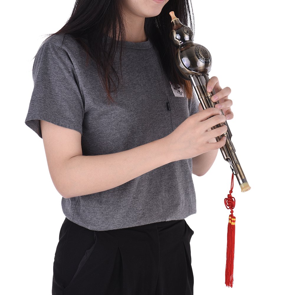 Flûte chinoise hulusi en métal aluminium plaqué cuivre pour débutants