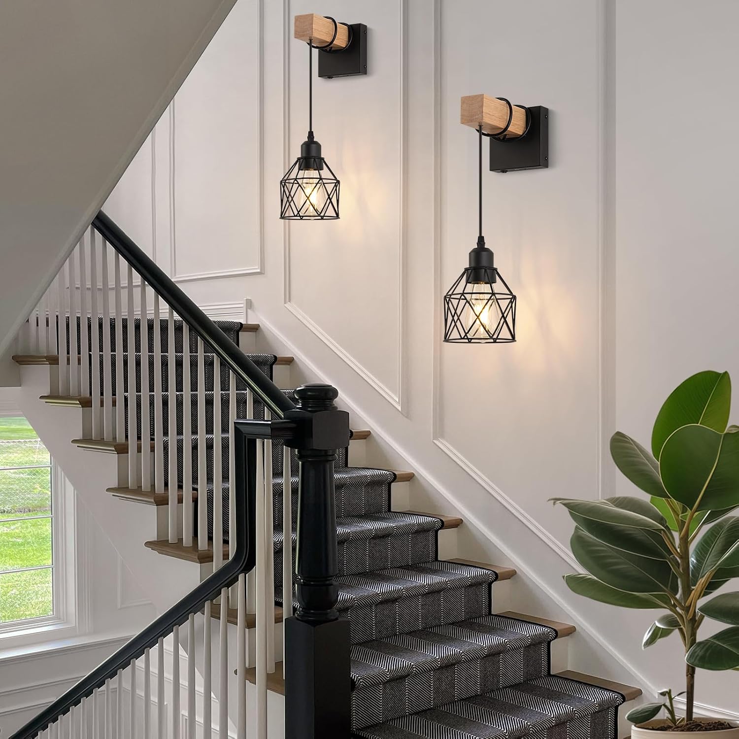 Battery Operated sconces Set of 2 for Bathroom, Dimmable Wall Sconces with Remote Control, LED Wireless Wall Lights for Living Room, Hallway, Bedroom(2 Pack)