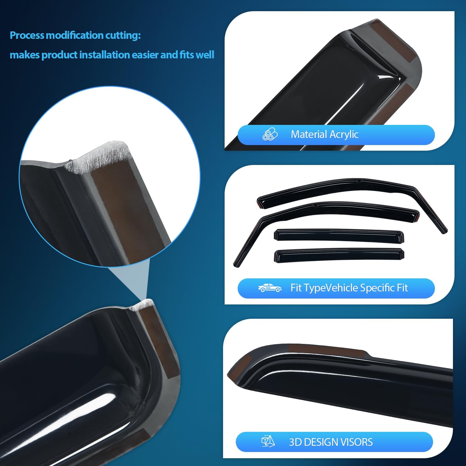 Nilight in Channel Rain Guards for Honda Pilot 2016-2022 Sport/EX-L/Special Edition/Trail Sport, Honda Passport 2019 2020 2021 2022 2023 Original Window Deflectors, Vent Window Visors-4PCS