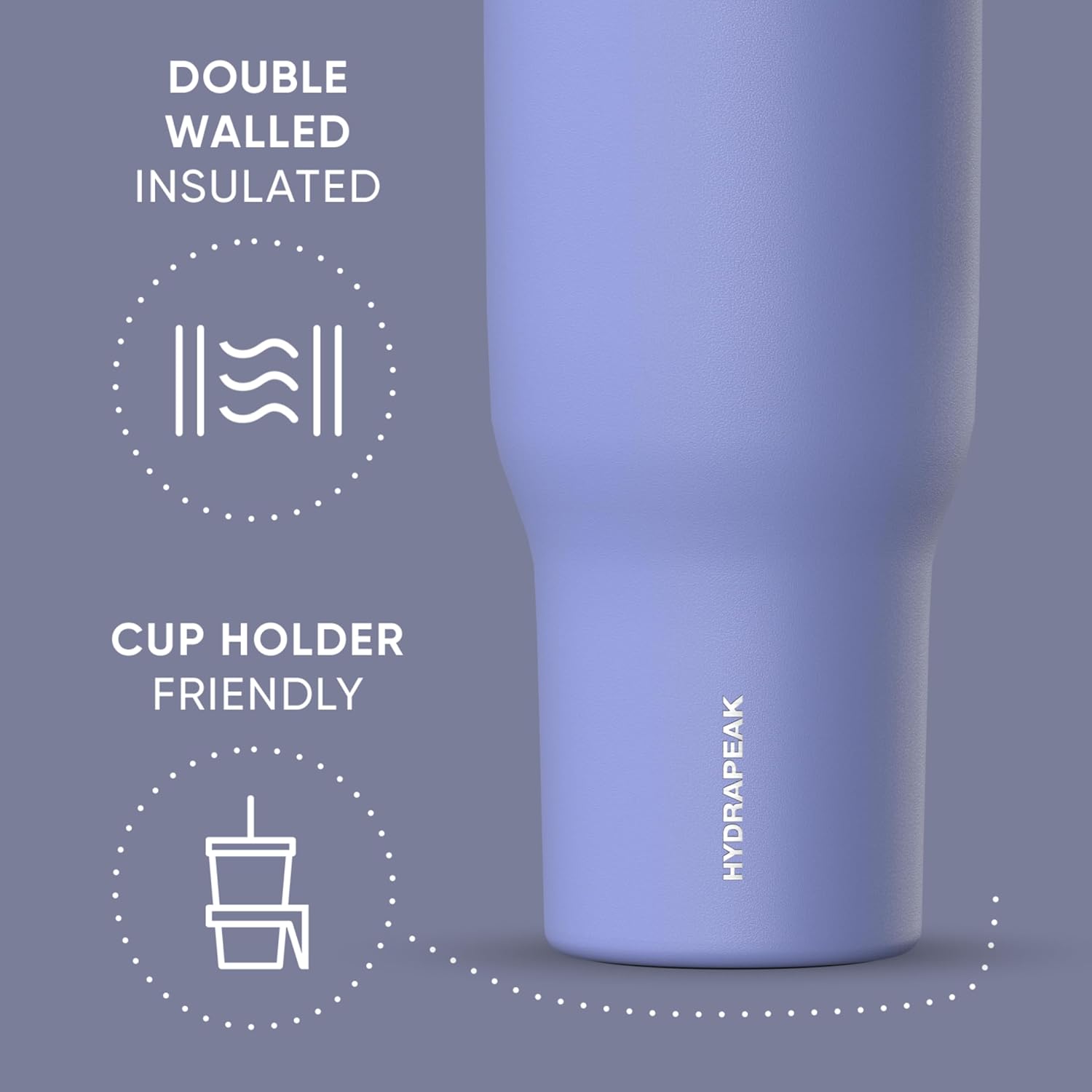 Hydrapeak Voyager 40 oz Tumbler with Handle and Straw Lid | Reusable Stainless Steel Water Bottle Travel Mug Cupholder Friendly | Insulated Cup (Iris) - Image 3