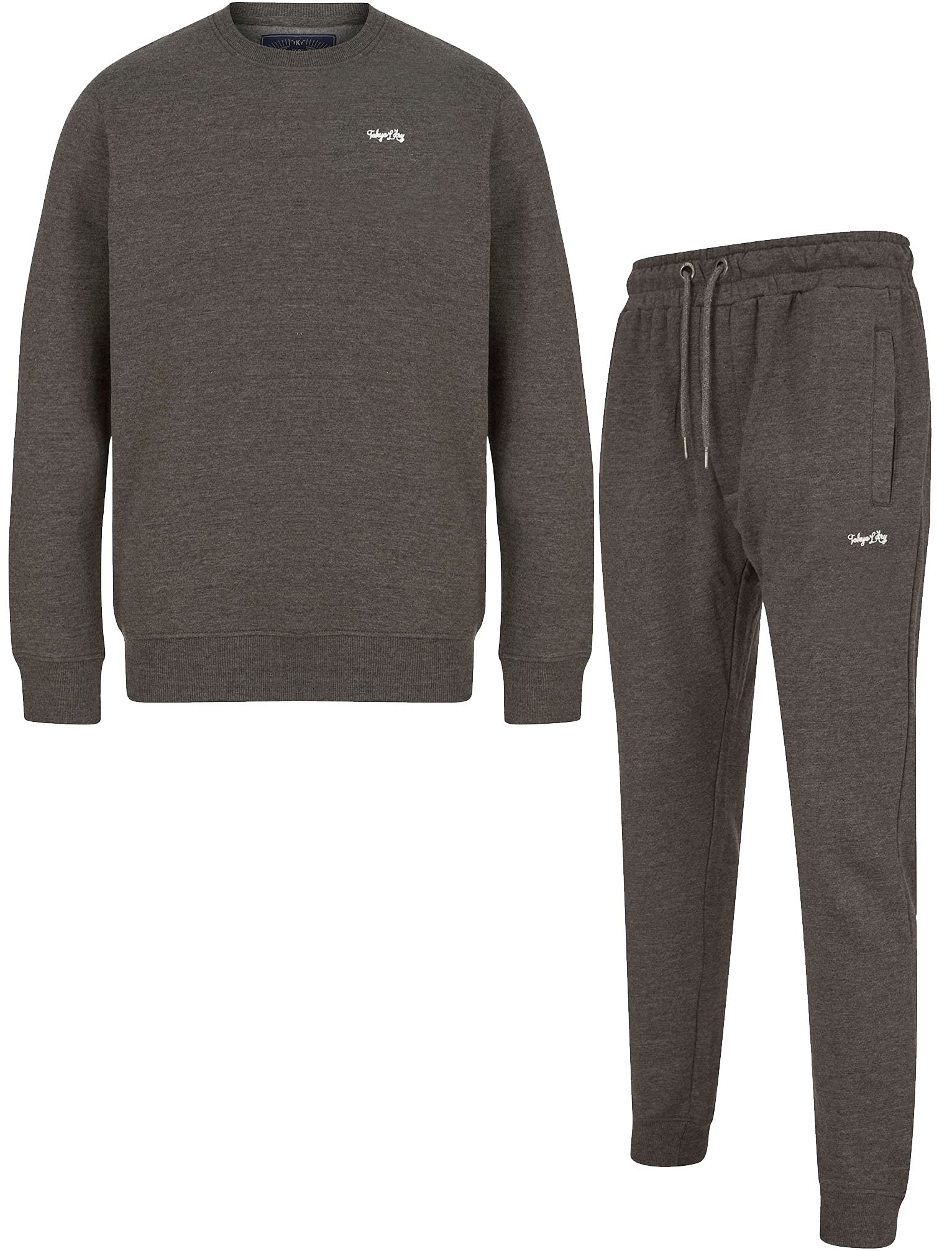 Tokyo Laundry Men's Charcoal Marl Sweatshirt & Jogger Tracksuit Set - S