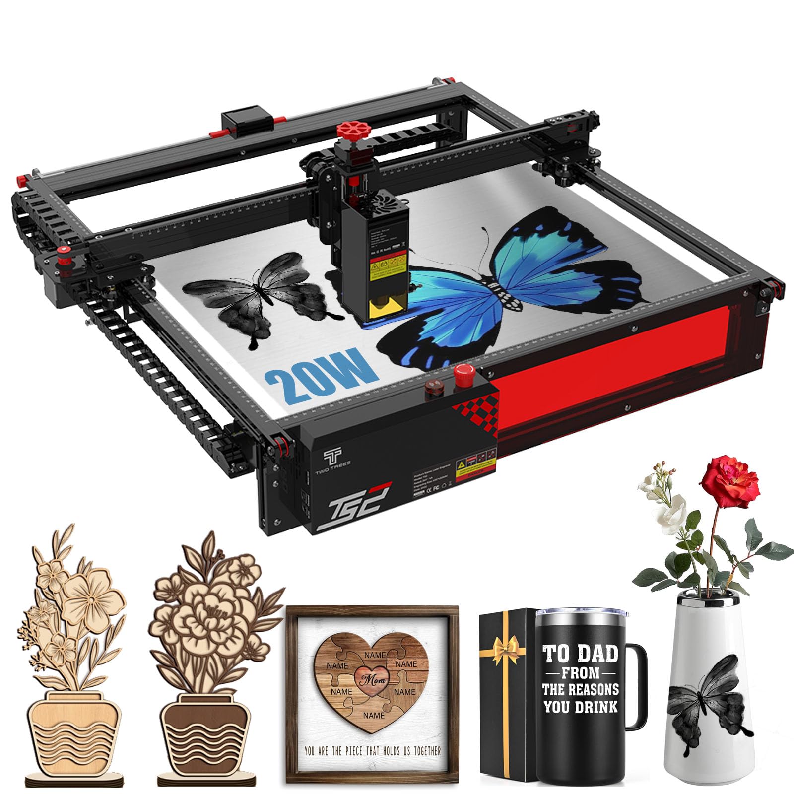 Twotrees TS2-20 macchina per incisione laser 20W Diodo Incisore laser Auto Focus WiFi APP Connection Macchina per incidere 450x450mm