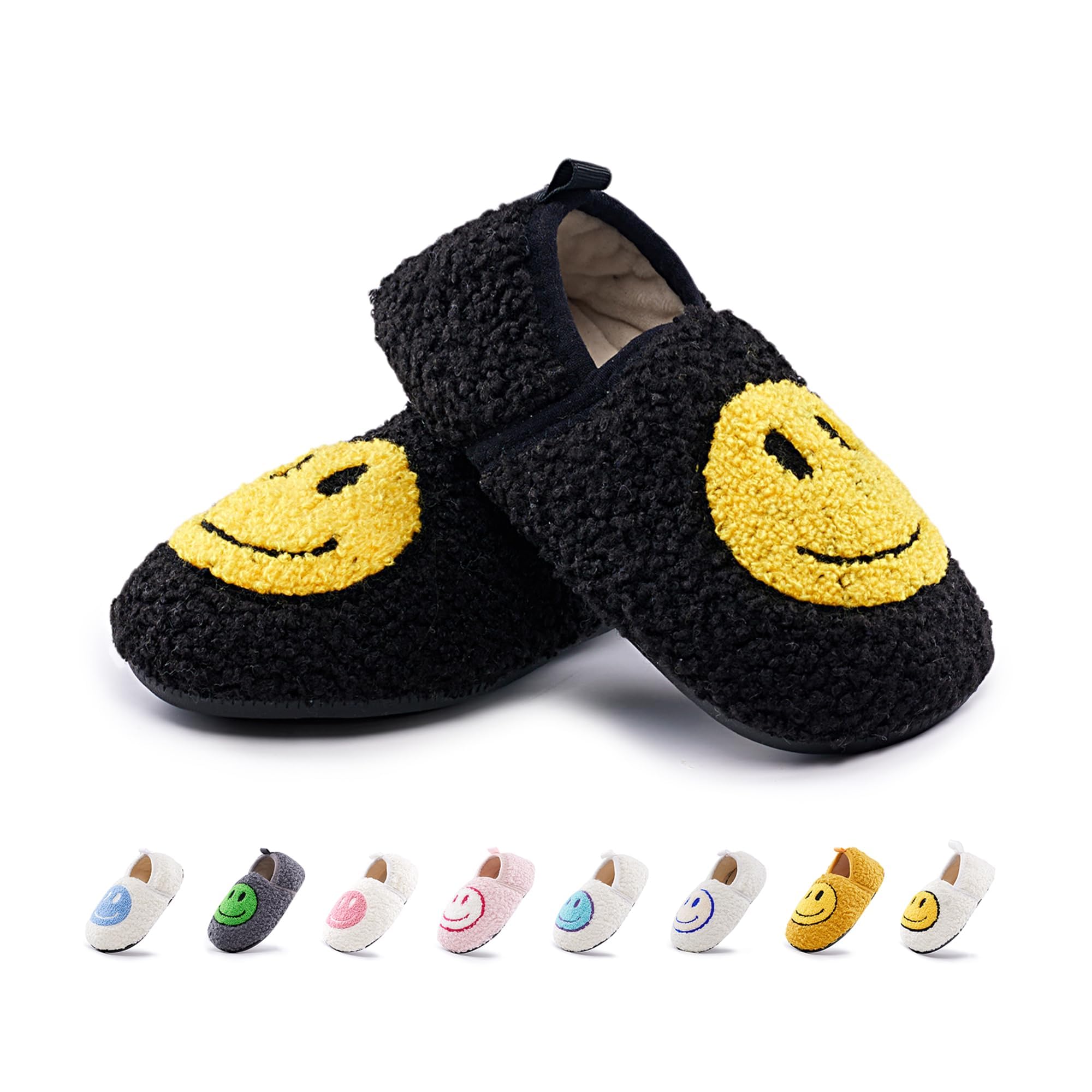 COVS Smile Face Slippers Kids Toddler Slippers for Boys Girls Slippers Toddler House Shoes Non-Slip TPR Soft Sole Kids Slippers Home Socks Shoes