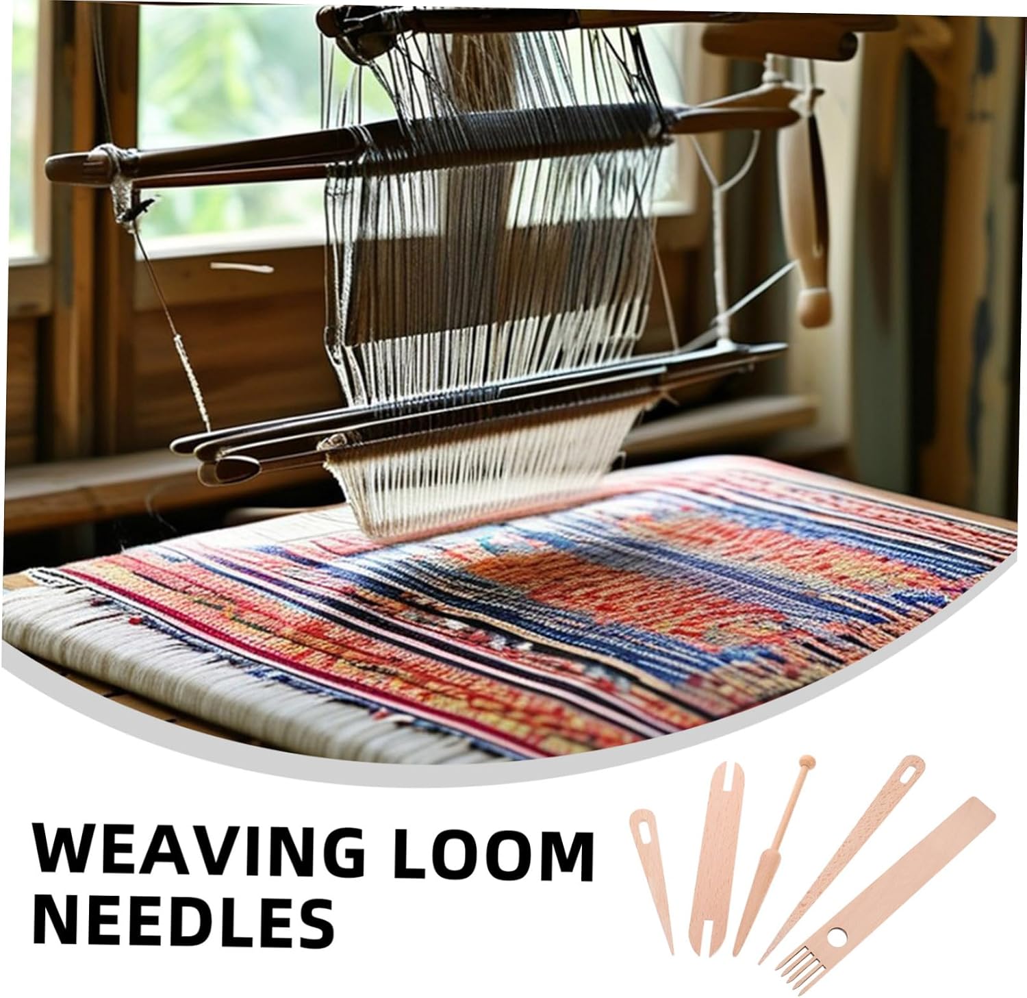 KONTONTY 1set Wooden Weaving Kit Needles Mini Hand Accessories for Tapestry Crafting Portable and Beginner-Friendly Weaving Tools