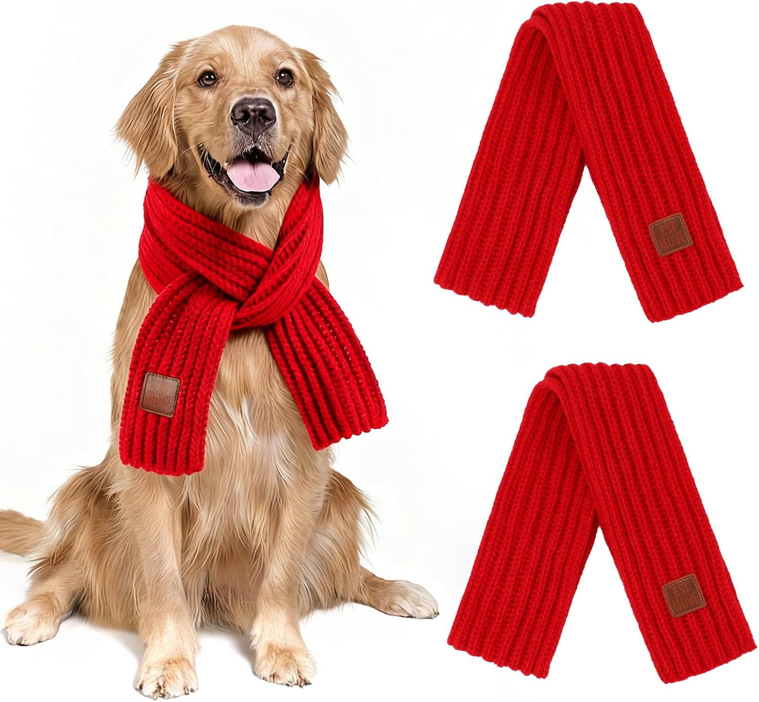 Bufanda Navideña para Perros Grandes 2 Pack Tejido Grueso G