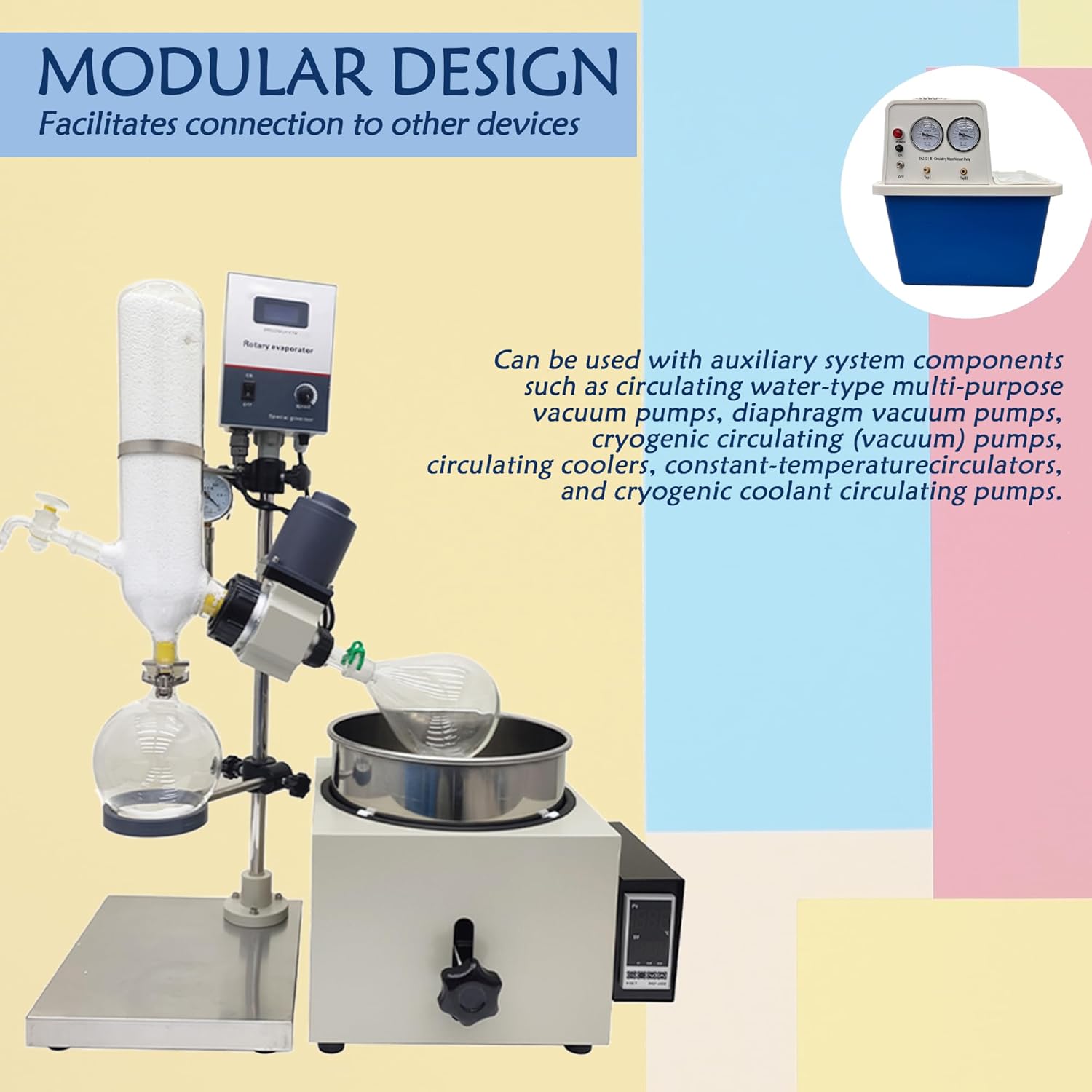 5L Rotary Evaporator for Lab Distillation 110V Electric Heating Rotary Evaporation Instrument Vacuum Distillation Equipment Lab Evaporator