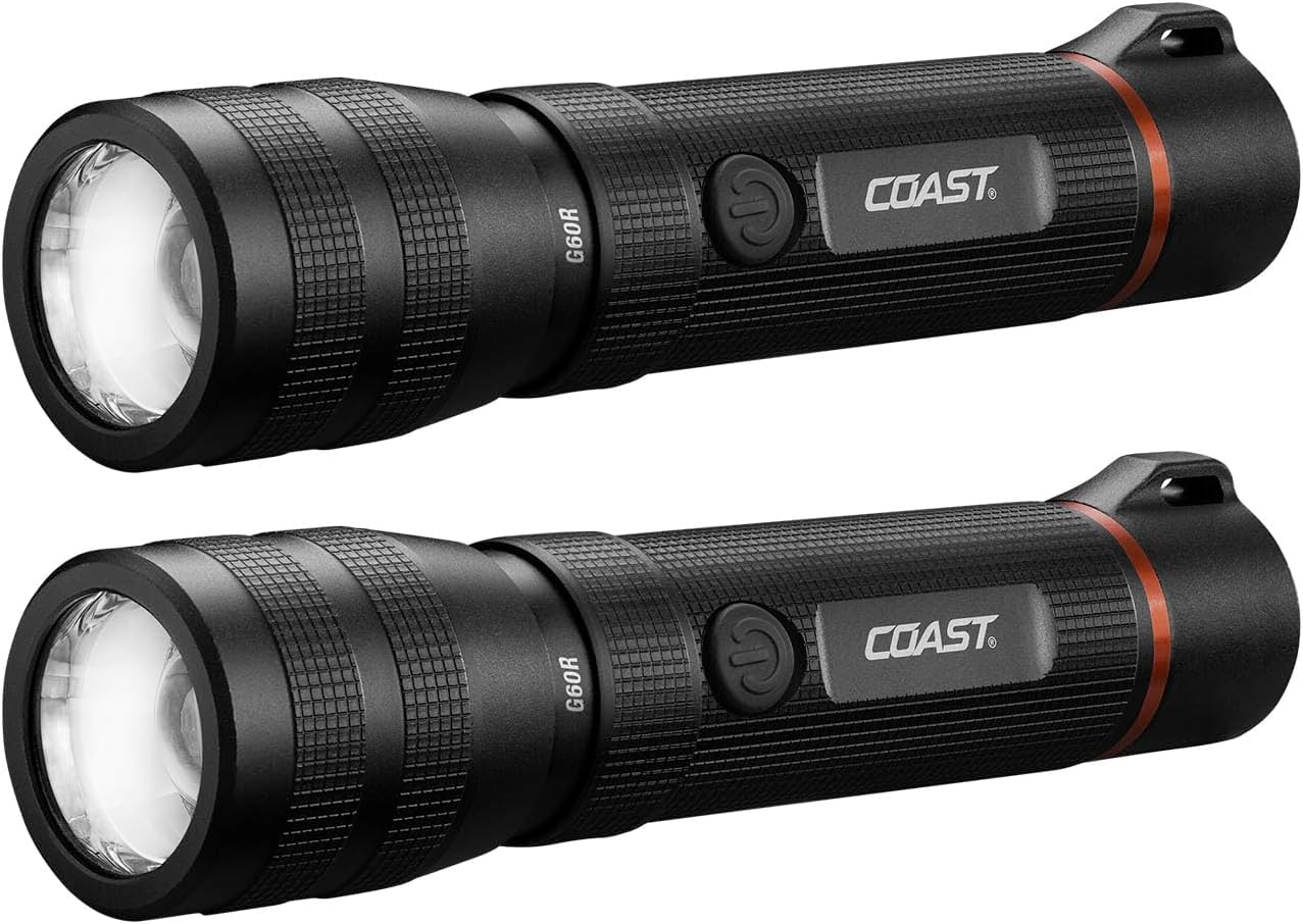 Coast 2 Stück G60R 1000 Lumen wasserdichte wiederaufladbare Taschenlampe