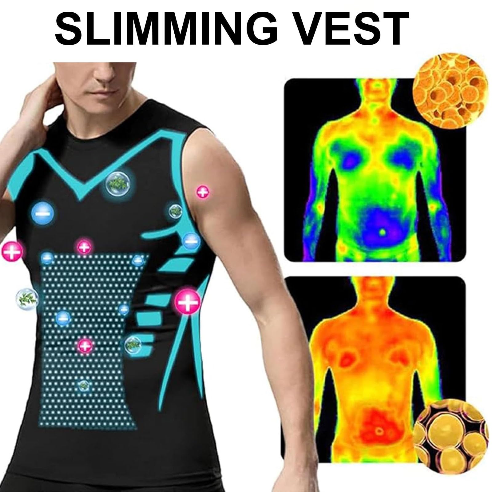 SIYAN Męska kamizelka wyszczuplająca, fitness, pocenie się, sport, odchudzanie, krótki rękaw, dres fitness, kamizelka wyszczuplająca, wersja jonowa kamizelka modelująca, S-5XL