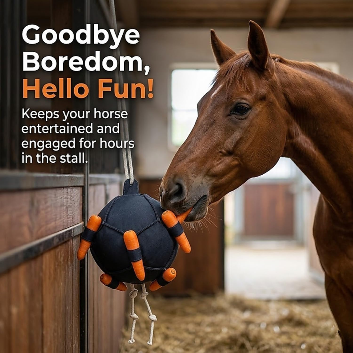 Horse Treat Ball Feeder Toy | Hay Ball for Boredom Relief | Interactive Carrot Feeder & Enrichment Toy for Horses, Goats, Livestock | Hanging Stable Toy for Slow Feeding (2 Pcs)