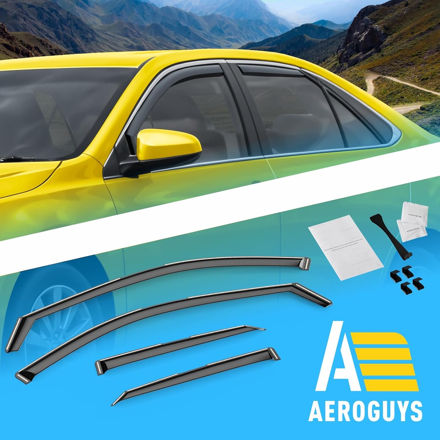 Extra Durable Window Deflectors in-Channel Window Visors Rain Guards Fit for Toyota Camry 2015-2017, Sun Visors, Wind Vent for Shades, Exterior Car Accessories - 4pcs. AG0453