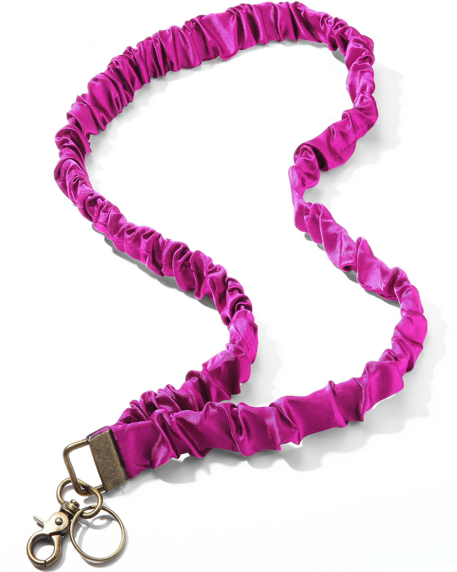 Geyoga Hot Pink Scrunchie Teacher Lanyard for ID Badge, Stretchy Neck Key Lanyards for Women Men, Long Lanyard for Back to School Gift — image 1
