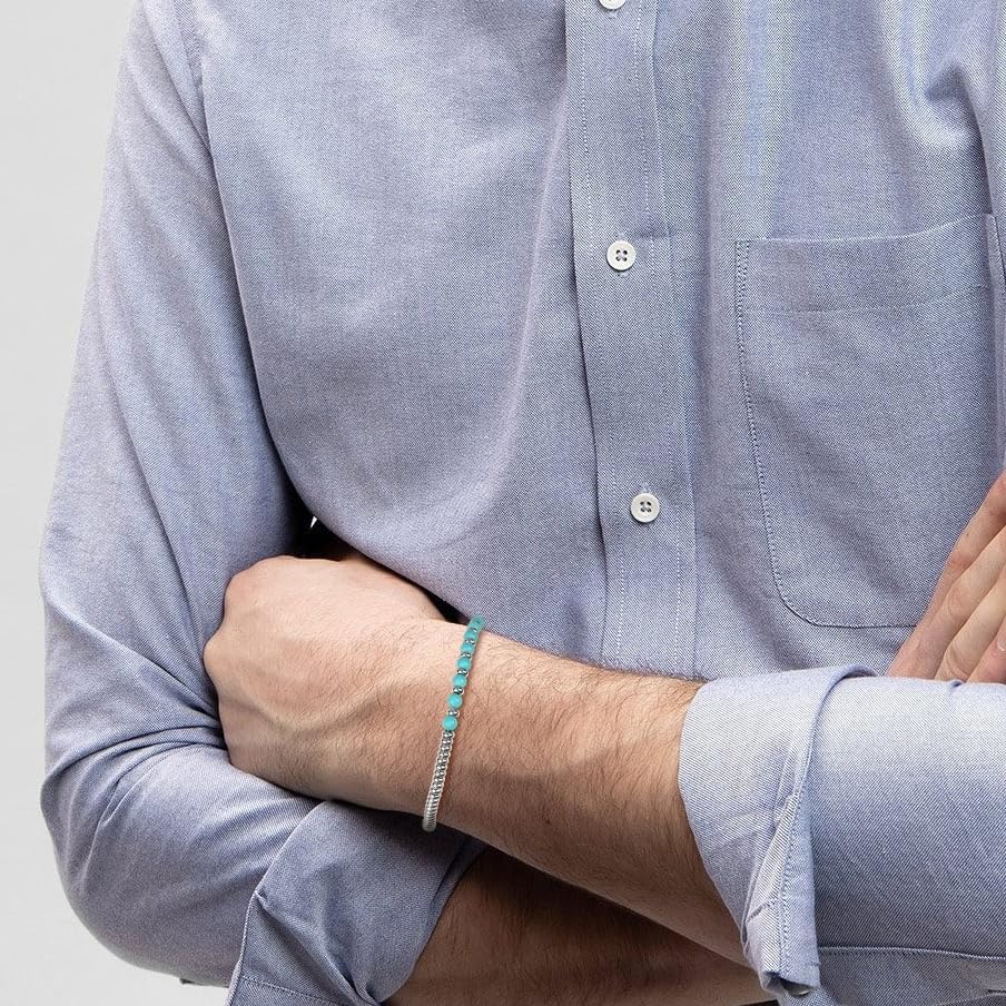 GAVU Men's Crystal Beaded Bracelet, Red Jasper Turquoise Tiger Eye Bracelet for Men - Image 2