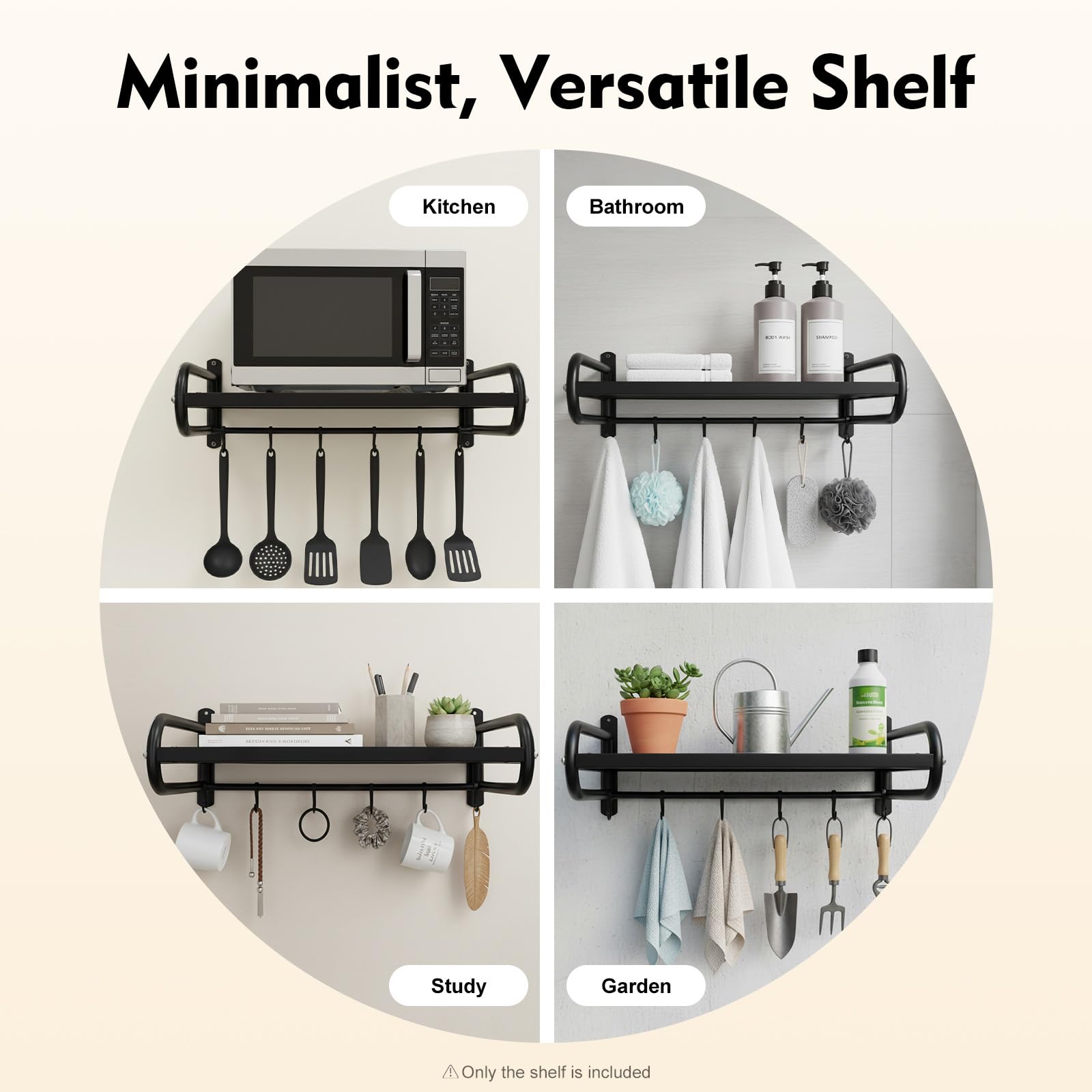 Wall Mounted Mikrowellen Regal Edelstahl Mikrowelle Halterung Mit 6 Mobile Haken 2cm Dicke KüChe Household Heavy Duty Shelves Mikrowellenhalter