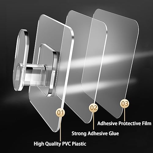 Miniatura 4 de DELITON Paquete de 10 bonitos ganchos adhesivos de almacenamiento transparentes, se adhieren en la pared para toallas, batas, abrigos
