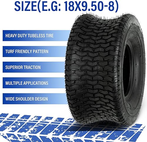 Vista 13 de Juego de 2 neumáticos de 4 capas de 15 x 6.00-6 para cortacésped y jardín, tractor, césped, sin cámara, carga máxima de 570 libras