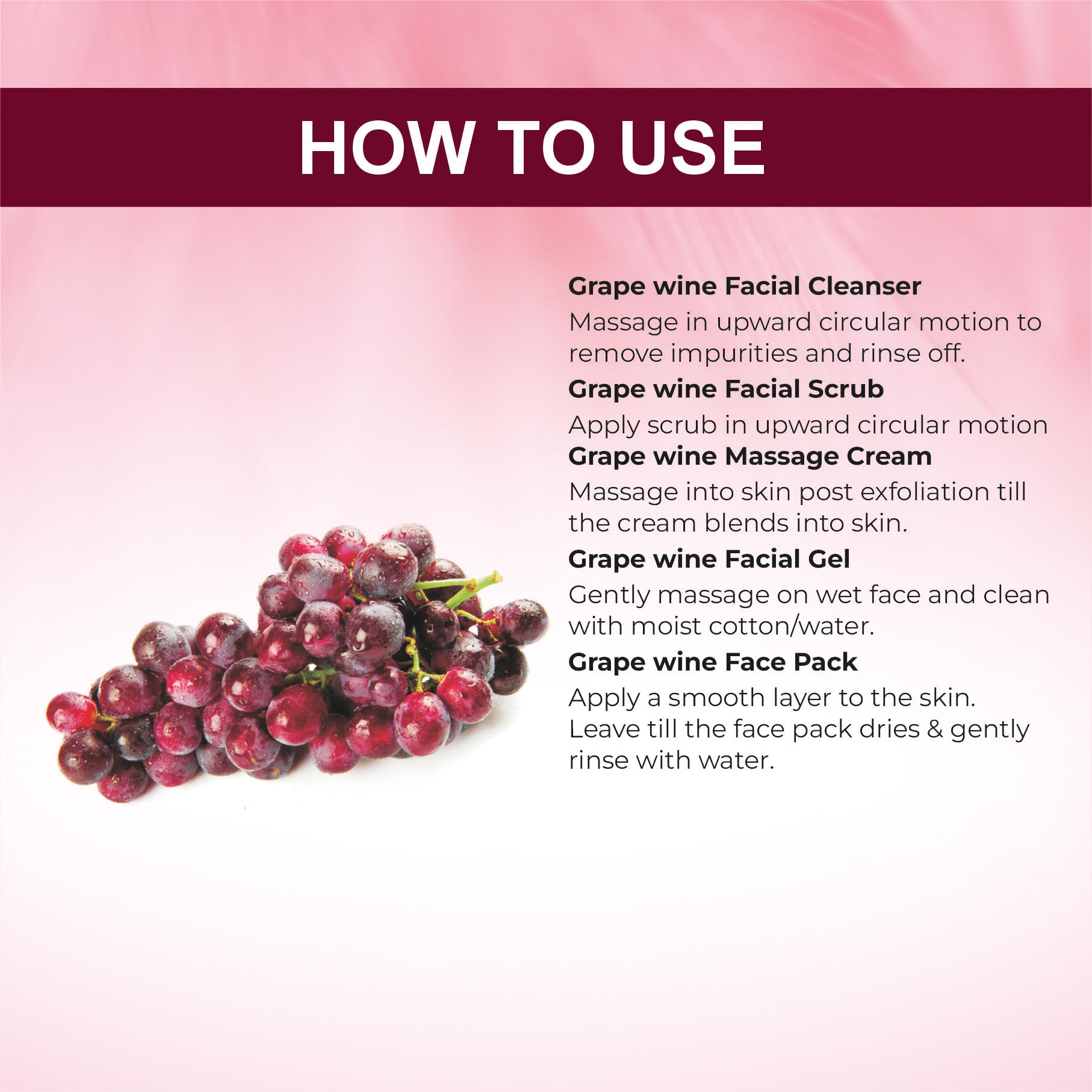 Bee One Grape Wine 5 step Facial Kit for Radiance & Youthful Glow 1100 g | Suitable for all Skin Types | Get upto 40 uses in this 1 kit 4