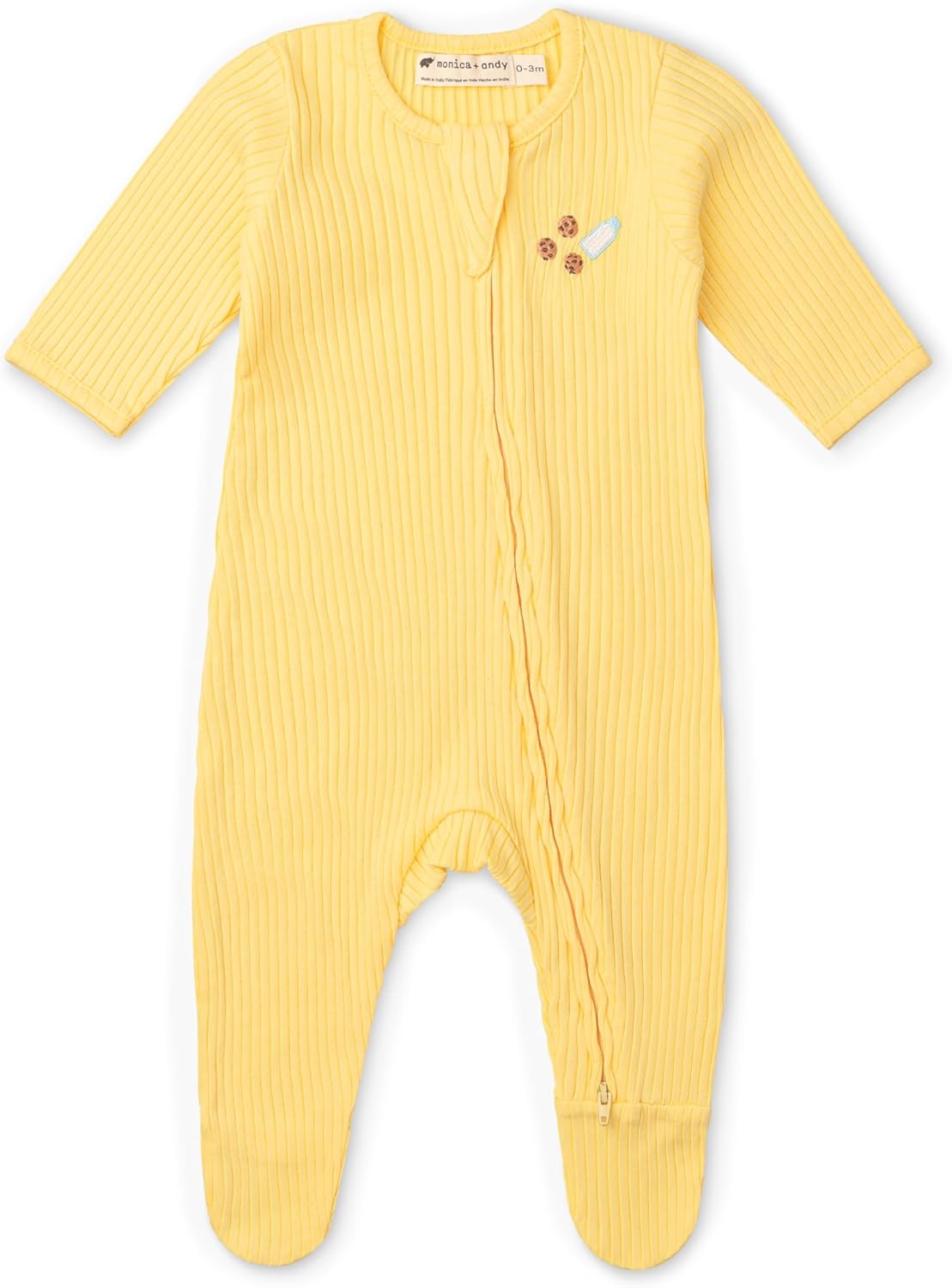 monica + andy Double Zipper One Piece, 100% Organic Baby Clothes for Girls & Boys, Unisex, Preemie, Newborn & Infant Sizes