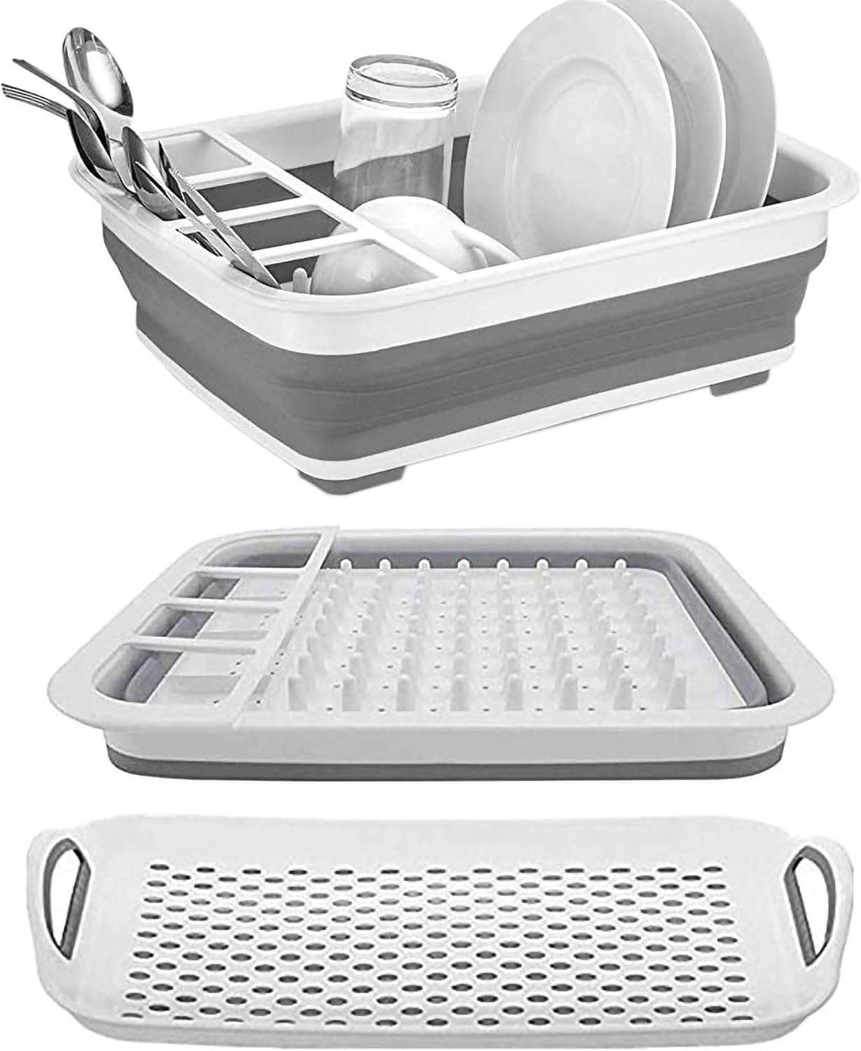 Collapsible Dish Rack and Drainboard Set Foldable Dish Drying Rack