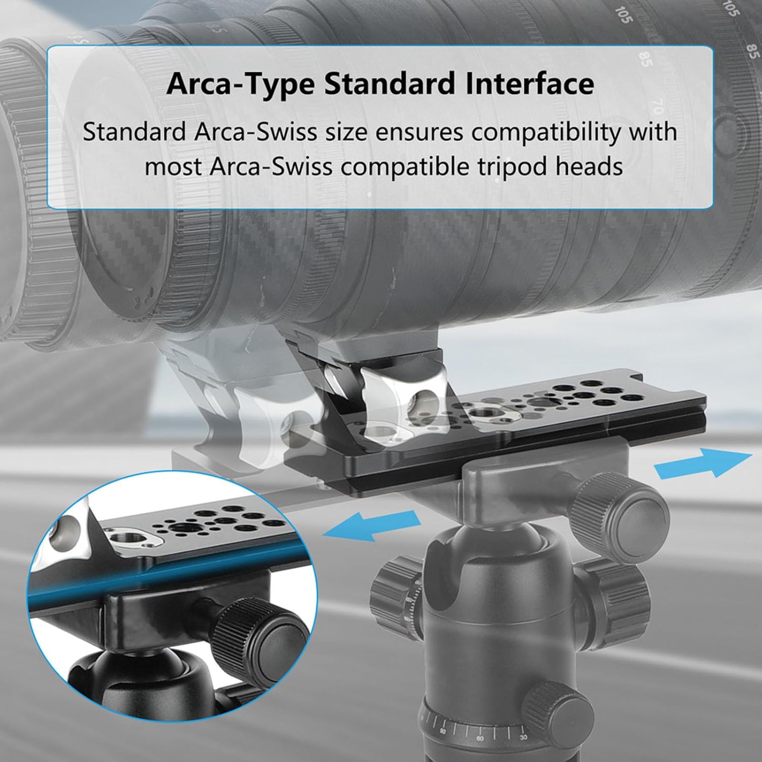 Aluminum Alloy Quick Mount Plate Camera Lens for Extended Lens Rapid Installation and Removal DSLR Quick Release Plate