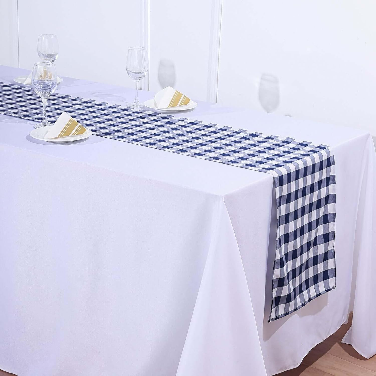 Efavormart 5 PCS Buffalo Plaid Table Runner | Red / White | Gingham Polyester Checkered Table Runner