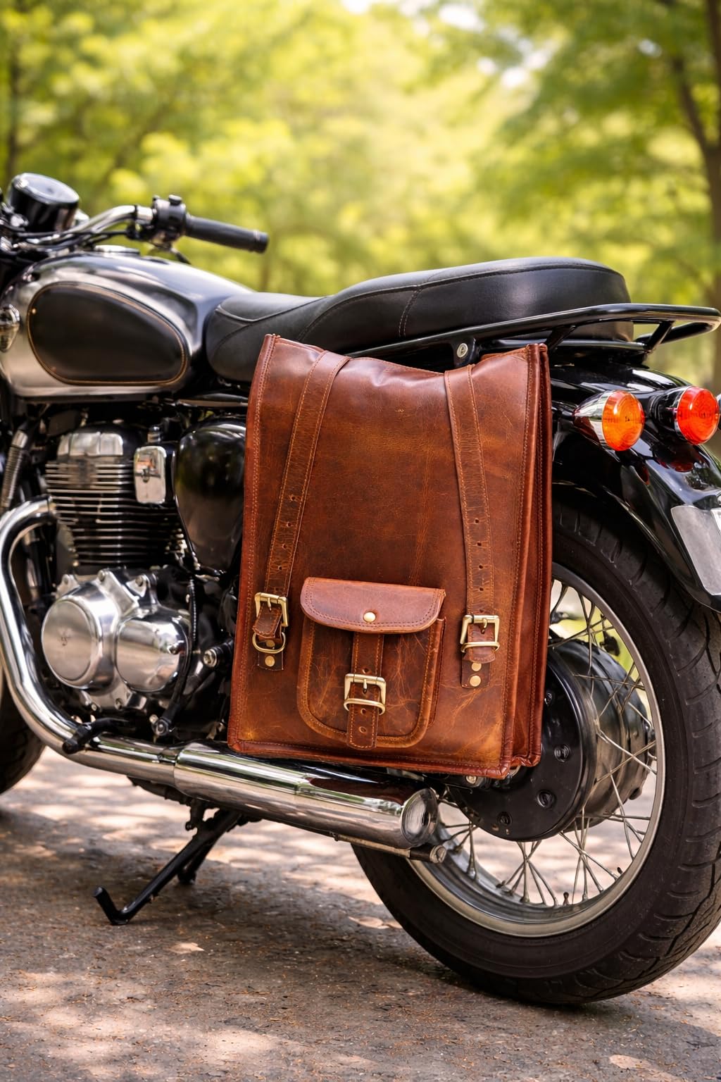 american blue Sacoche de selle de moto en cuir - Sac à outils - Marron