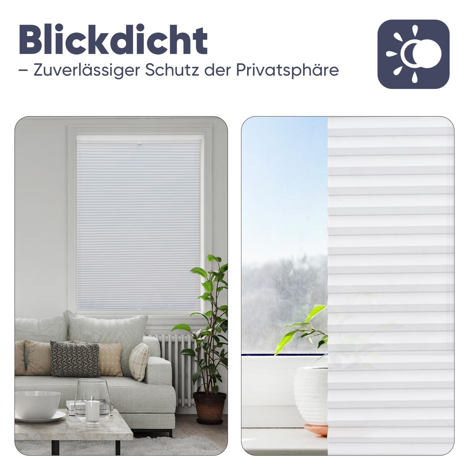 Sekey Plissees für Fenster ohne Bohren Blickdicht Plissee Klemmfix Nahtlos Elegant Halb-Wabenplissee – Bild 4