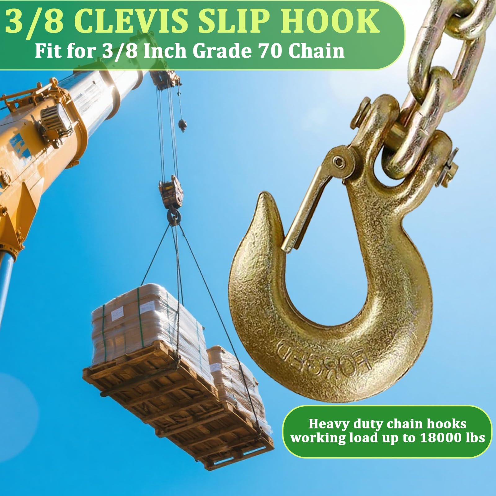 2PCS 38 Inch Clevis Slip Hook With Safety Latch, G70 Turkmenistan