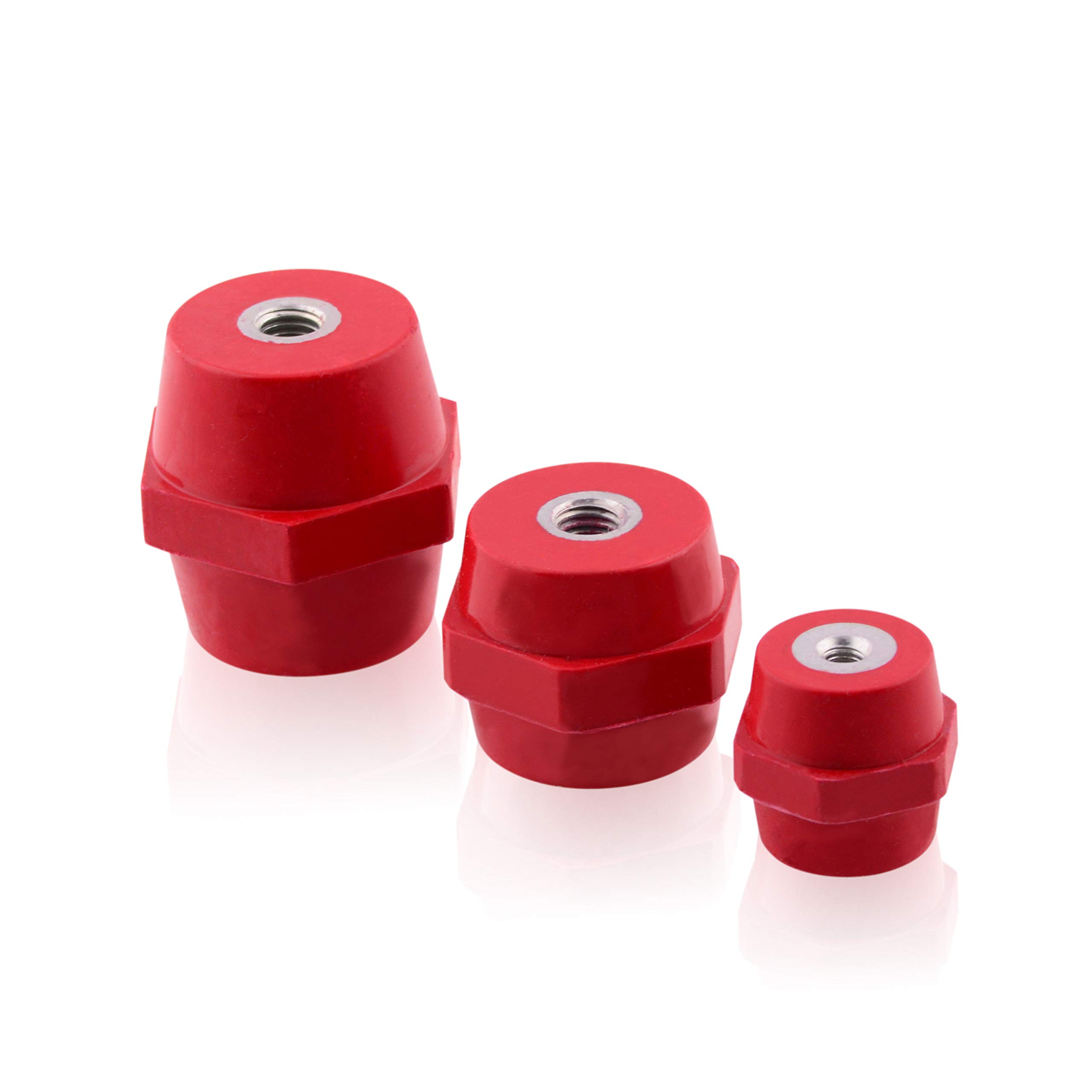 Isolateurs M12 rouge 50x50mm Isolateur de broche en résine polyester support de barre omnibus auto-extinguible 5 pièces