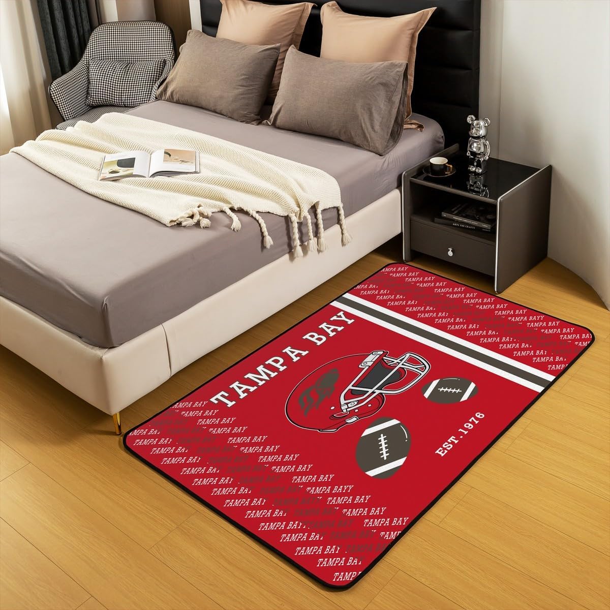 Feelyou American Football Area Rug 5x7 for Bedroom Boys Living Room Rugs Soft Non-Slip Football City Gifts Decor Carpet Rugby Sports Indoor Floor Mat for Home, Dining Room