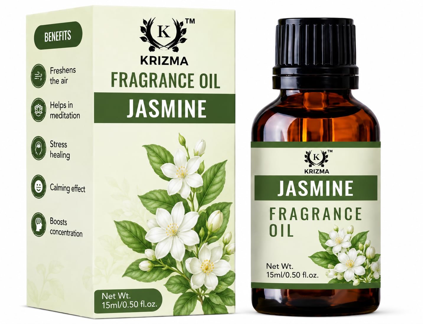 Krizma Aromatics Fragrance Oil | 15 ml | Jasmine Aroma Oil for Home Fragrance | Best for Aromatherapy | Helps in Meditation | Used in Diffusers, Candles, Air Fresheners, Soaps,-image-7