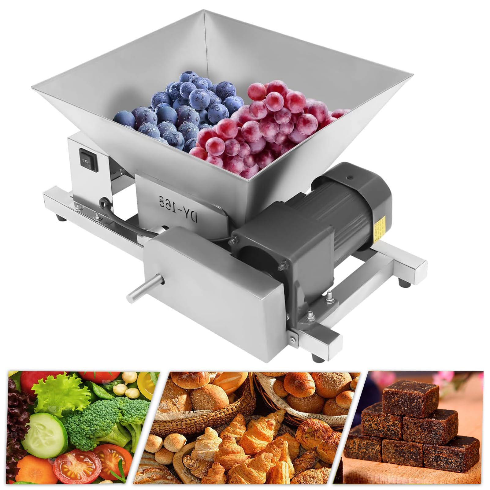Elektrische Obstzerkleinerungsmaschine, Trauben- Und Apfelzerkleinerer | 4l fassungsbehälter, 20kg/h ausgangsleistung, edelstahl-apfelweinzerkleinerer und mahlwerk, für brot, braunen zucker