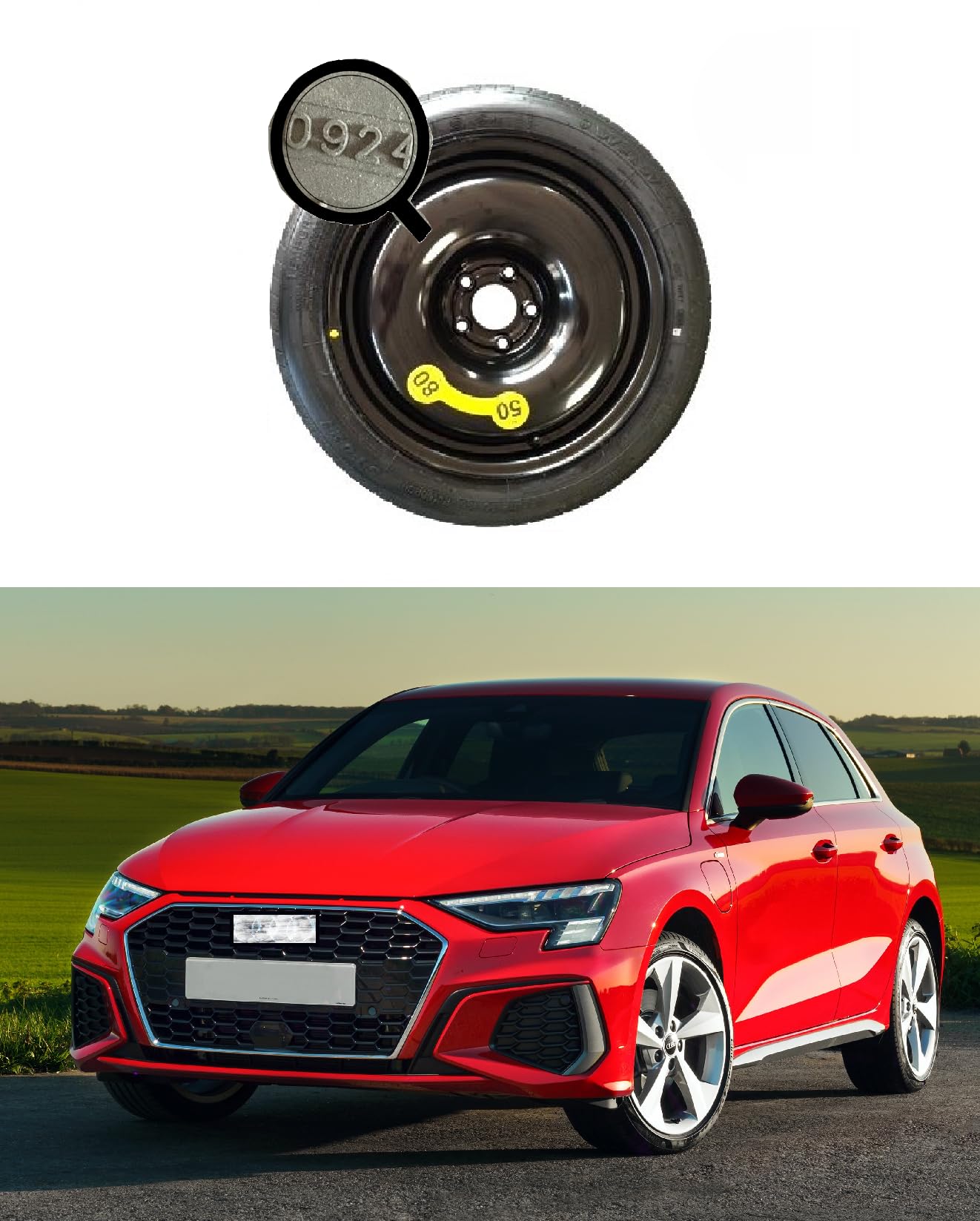 Rueda de repuesto de 17 pulgadas, compatible con A3/A3 Sportback
