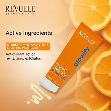 Revuele Go Glow! Gentle Exfoliant 2.7 fl.oz Brightening & Hydrating Daily Face Gel Polish with Vitamins C, E & F Smooth, Radiant Skin