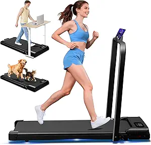Walking Pad with Handle Bar, 2.5HP Walking Pad Treadmill, 3 in 1 Portable Under Desk Treadmills for Home Small Space, Foldable Folding Home Treadmill with Remote Control, 320LBS Capacity