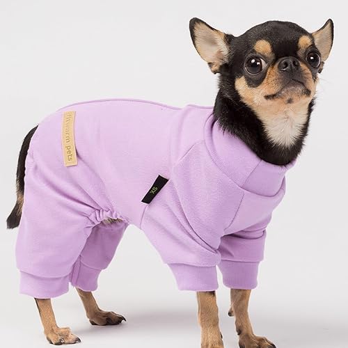 Miniatura 10 de Pijama acolchado con rombos para perros, ropa de cuello alto para perros pequeños, hembras y niños, mameluco para mascotas con pies, atuendo mullido