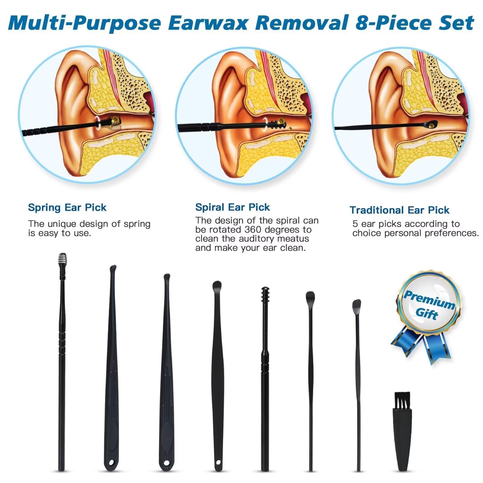 Ear Vacuum Ear Wax Removal Kit with 5 Levels Strong Suction, Reusable Electric Ear Suction Vacuum Tool for Adults and Kids (Black) — Amazon image 3