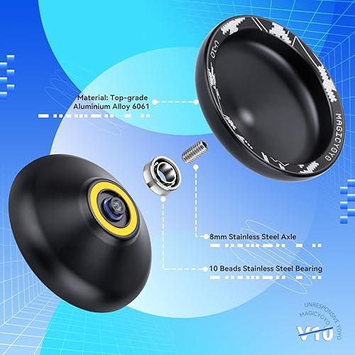 Miniatura 5 de MAGICYOYO V10 Yoyo profesional Yoyo sin respuesta para jugadores avanzados de Yoyo, Yoyo truco con alto rendimiento, Yoyo de metal con 12 cuerdas de