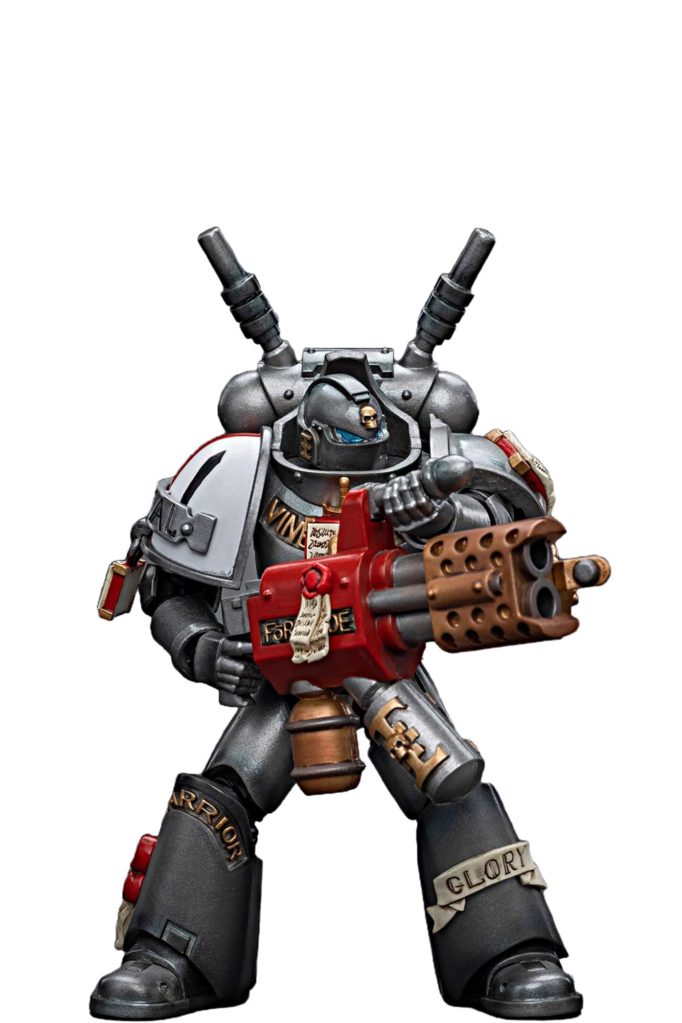 JOYTOY Warhammer 40K figurki akcji 1/18 szarych rycerzy przechwytujący oddział przechwytujący ze spalarnią 10 cm model kolekcjonerski