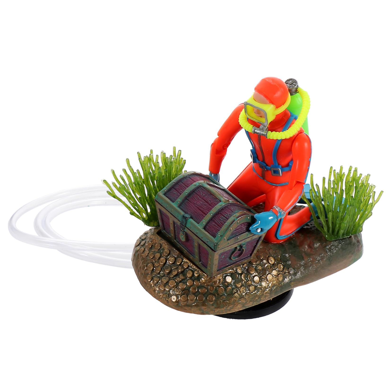Mobestech Lot De 2 Décorations Pneumatiques pour Chasse Trésor Figurines De Plongeur Miniatures pour Aquarium Décoration LED en Plastique Couleur Aléatoire