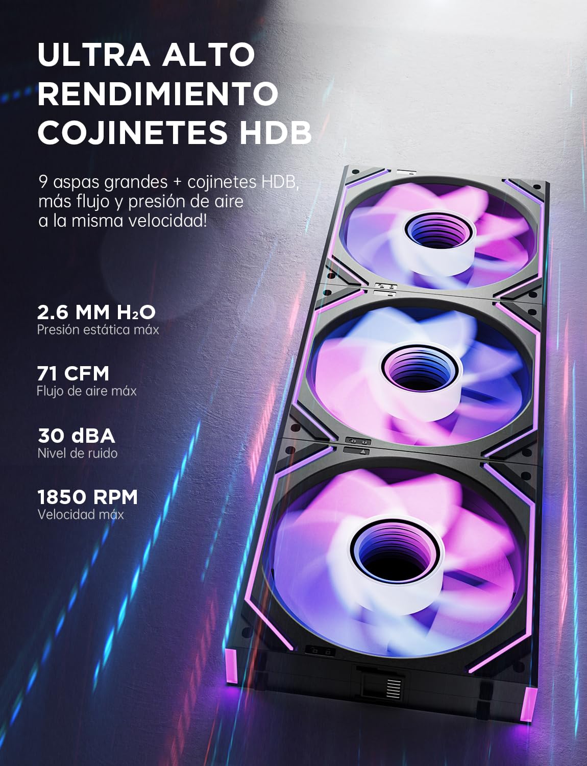 AsiaHorse DAWN Pro RGB - Ventilador inverso para PC, 120 mm, 3 unidades, ARGB Daisy Chain, Infinity Mirror, HDB, 2 m³, 1850 rpm, 2,6 mmH2O, 4 pines PWN, 3 pines ARGB de 5 V, Asus Aura ASRock GIGABYTE