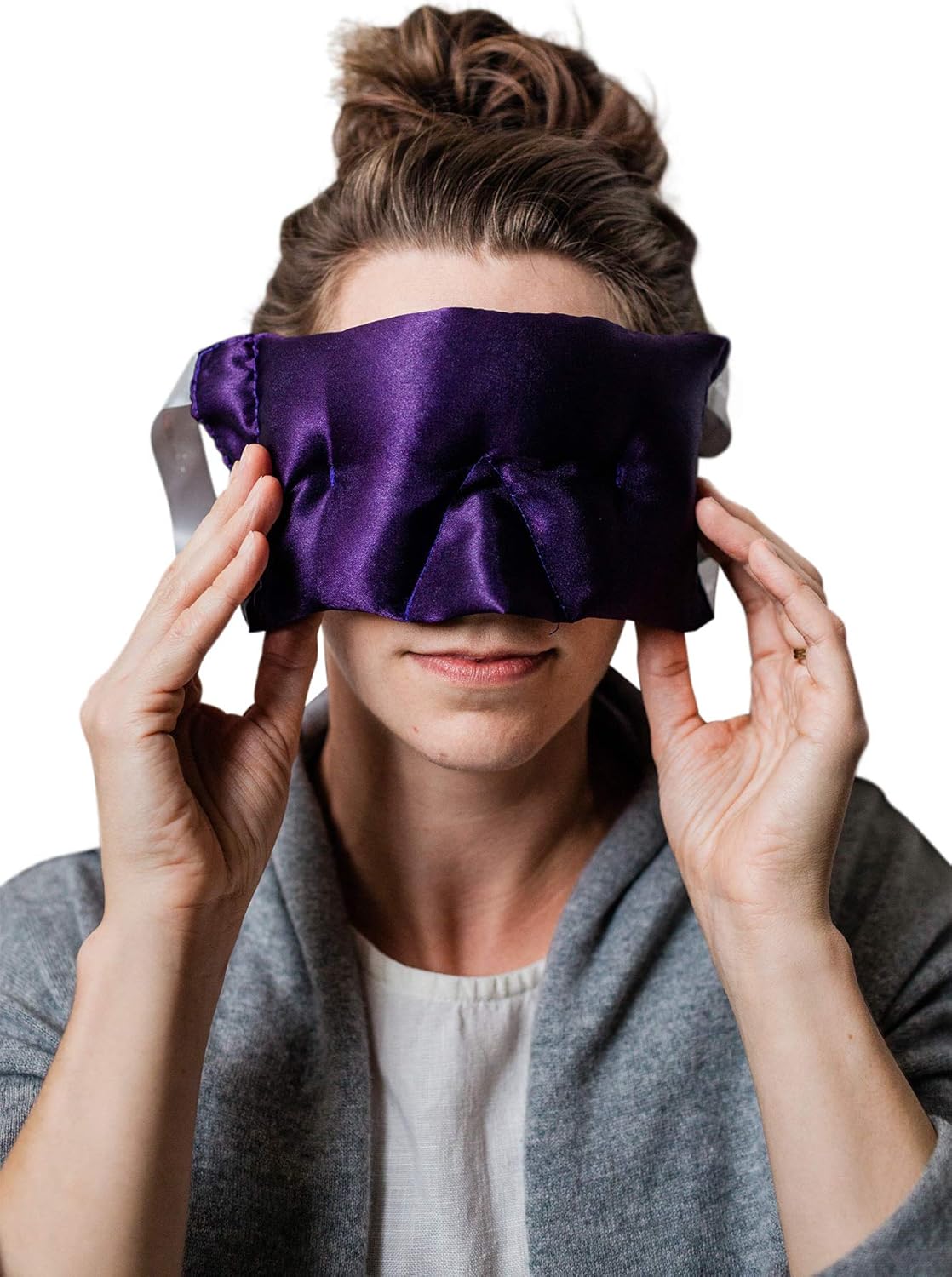 Victoria's Lavender Luxury Aromatherapy Lavender Eye Mask Pillow - Ideal for Hot or Cold Applications, Weighted Eye Compression, Meditation Silk Eye Mask, Made in the USA (Colors May Vary)