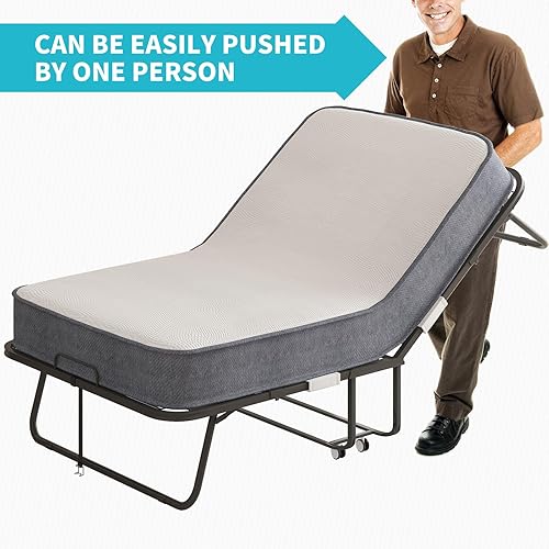 Miniatura 6 de BALUS Cama plegable con colchón para adultos, cama plegable de 75 pulgadas de largo x 46 pulgadas de ancho con colchón de espuma viscoelástica de 5