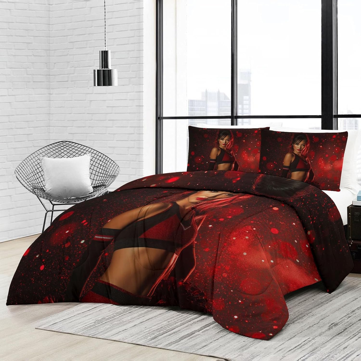 Queen Comforter Set Modern Bedding Set, Lightweight Bedspread for All Seasons Soft Breathable Sports Girl Geometry Comforter, Lightweight Machine Washable Quilt (90" x 90")