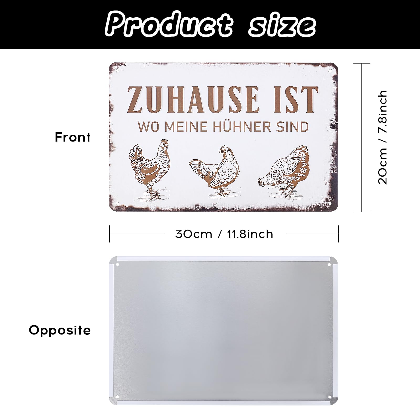 Hühnerschild Aus Metall – Lustiges Warnschild 'Hühnereingang Auf Eigene Gefahr' Für Garten, Hof Oder Zaun – 20x30 Cm
