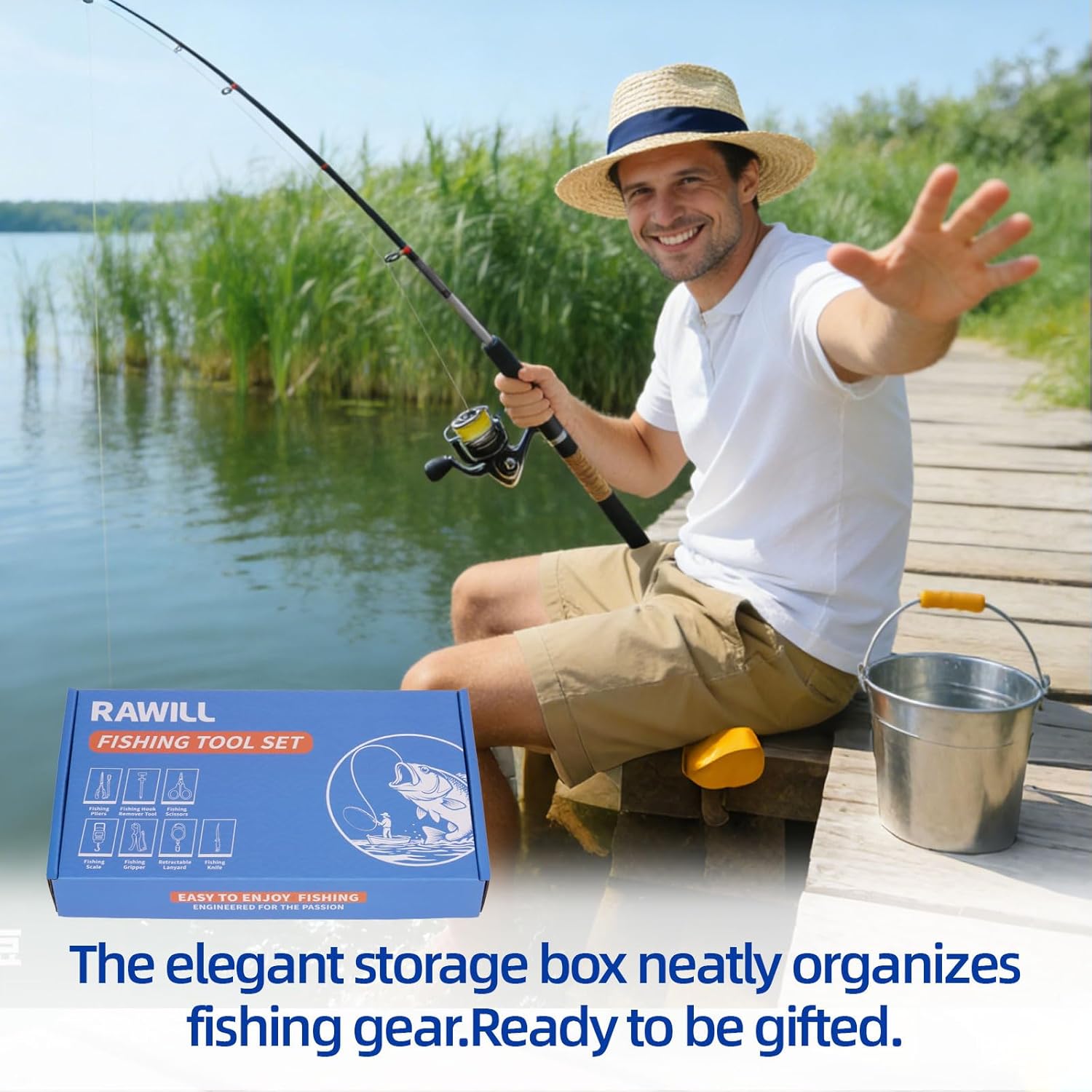 RAWILL Fishing Kit,Filleting Knife,Hook Remover,Fish Grip, Line Cutter,Fishing Scale, Pliers with Lanyards,Not Include Batteries - Image 8