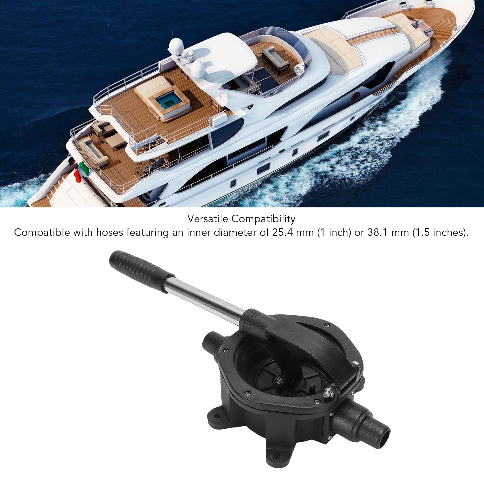 Fydun Manuelle Membran-Handbilgenpumpe für Boote, Selbstansaugende Abfallpumpe, Yacht, Wohnmobil