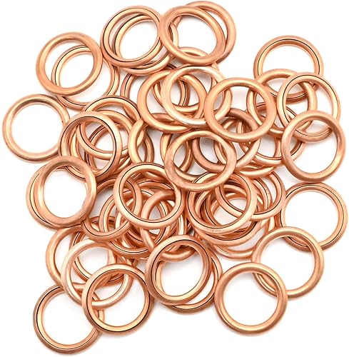 Newnessai N0138156 50 juntas de tapón de drenaje de cobre, repuesto para A3 A4 A5 A6 A7 A8 Q3 Q5 Q7 TT RS7, reemplaza 0324658 01143588 9400313279