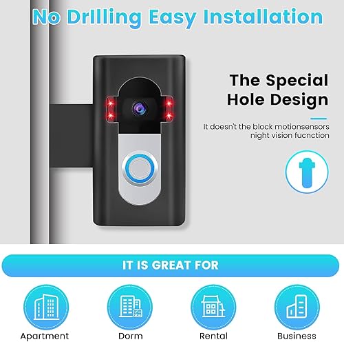 Miniatura 5 de Soporte de timbre de video antirrobo, compatible con timbre de video inalámbrico RingBlink 433 Plus21(versión 2020), soporte sin taladro para