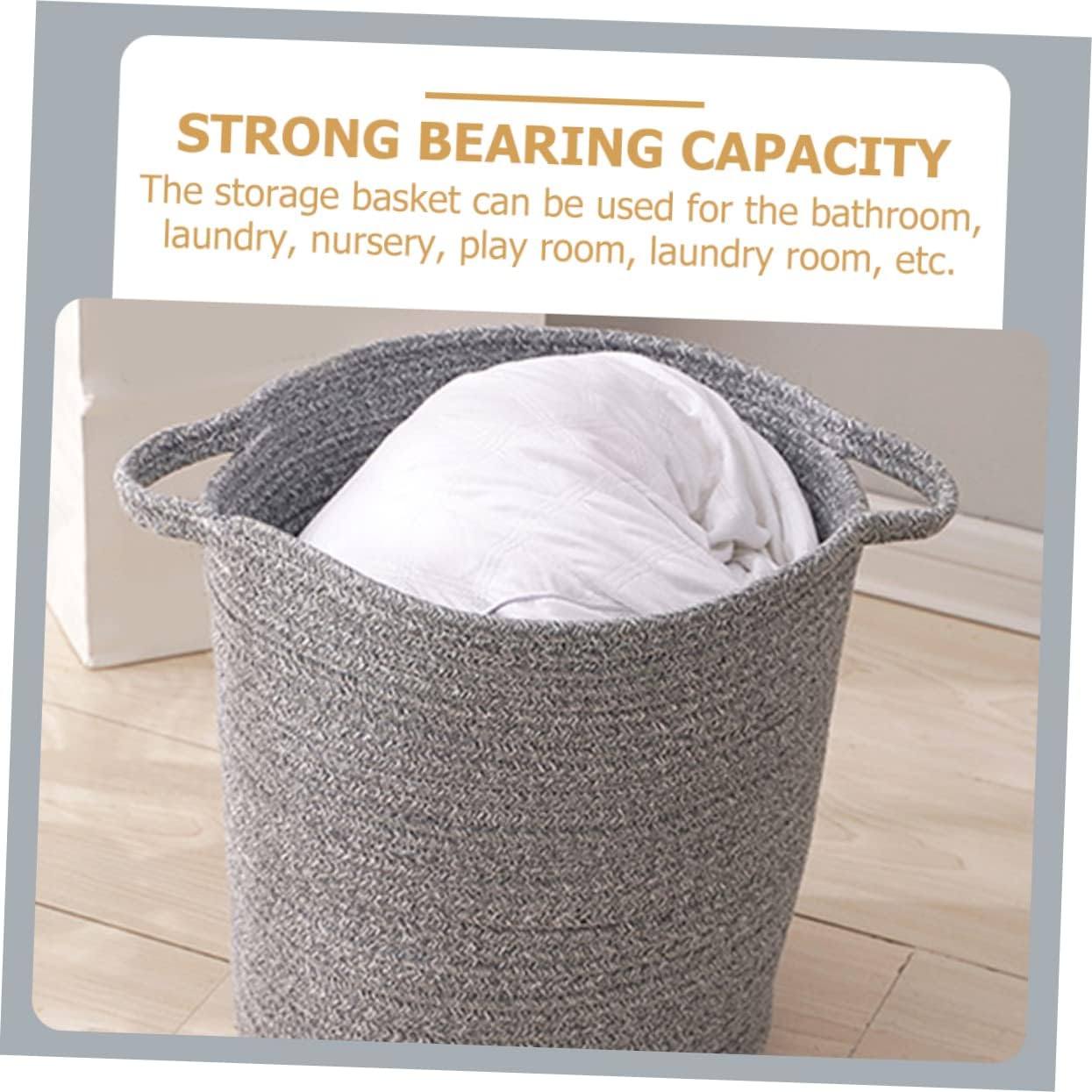 Alipis Large Cotton Linen Laundry Hamper with Dual Color Design Portable Clothes Storage Basket with Integrated Handles for Bathroom Nursery Bedroom Organization Height Dark Gray