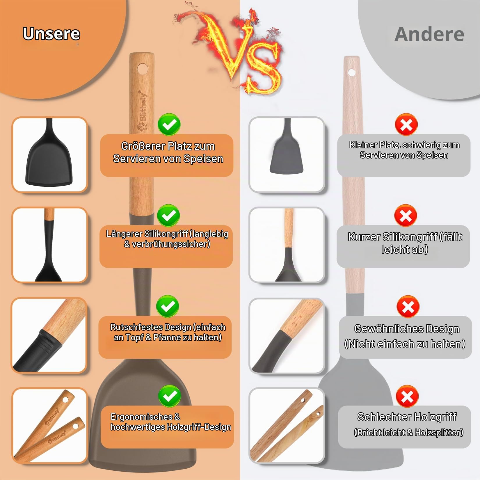 25-teiliges großes Silikon-Küchenutensilienset mit Halter, BPA-freies Kochutensilienset mit Holzgriff, hitzebeständige Silikonspateln mit Wender für antihaftbeschichtetes Kochgeschirr (schwarz)